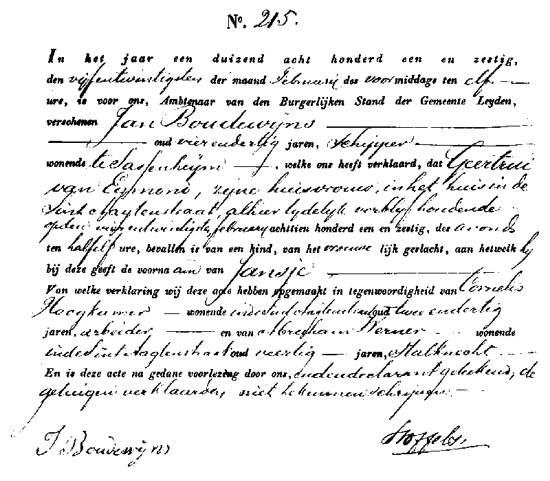 20 18610225 geb akte 215 Jansje dv J Boudewijns - G v Egmond